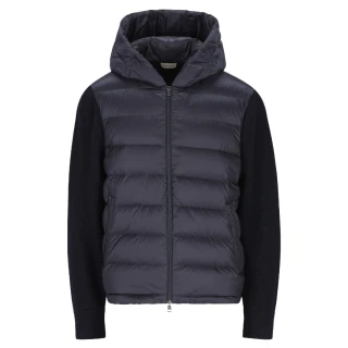 【MONCLER】秋冬新款 男款 前襟羽絨羊毛拼接連帽外套-深藍色(1號、2號、3號、4號、5號)