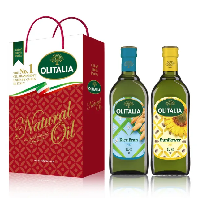 【Olitalia 奧利塔】玄米油x3瓶+葵花油x3瓶(1000mlx6瓶-禮盒組)
