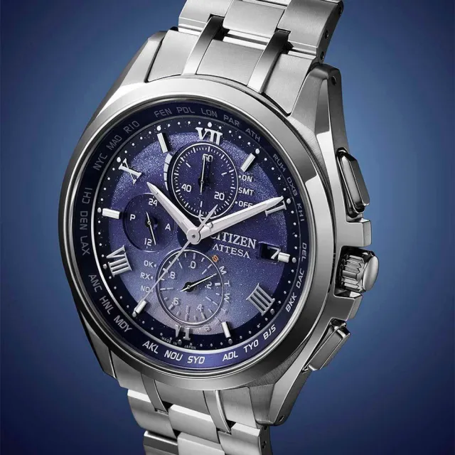 【CITIZEN 星辰】GENTS 星河限定款鈦金屬五局電波三眼計時光動能石英錶 男錶/41.5mm 雙11 (AT8240-66L)
