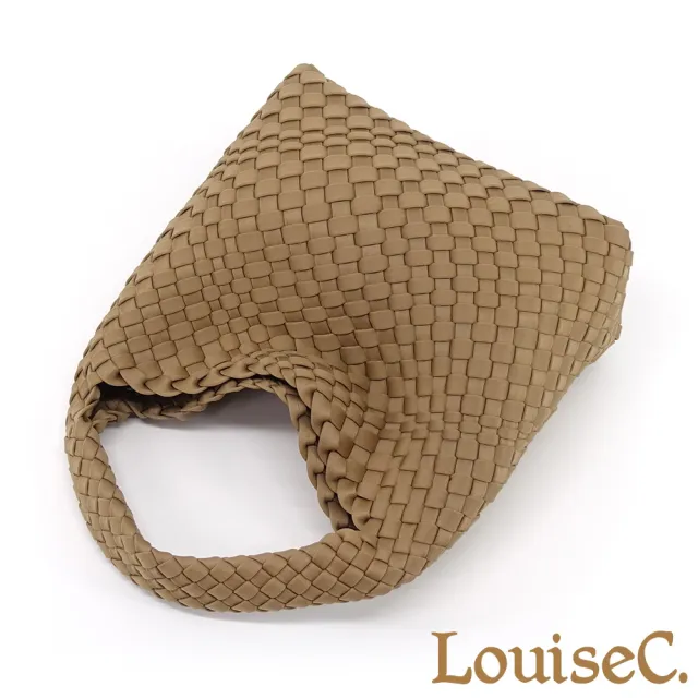【LouiseC.】Tree House 韓國潛水布附手腕帶小化妝包手工編織手提斜背桶包-4色-小尺寸(CC8606)