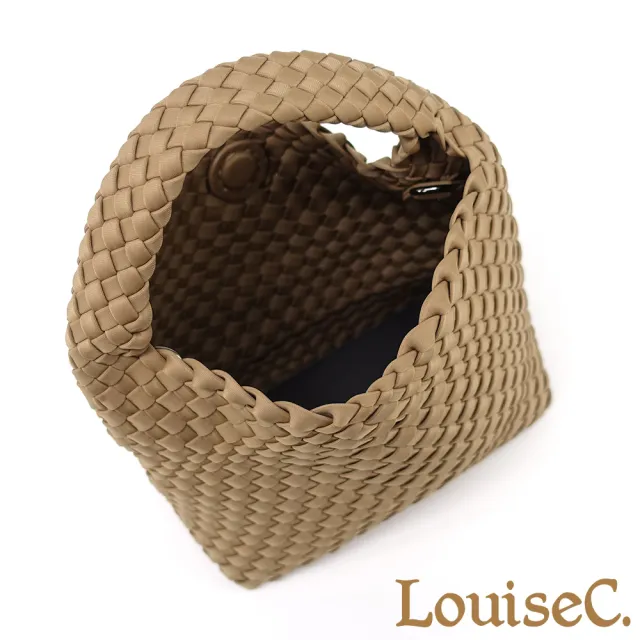 【LouiseC.】Tree House 韓國潛水布附手腕帶小化妝包手工編織手提斜背桶包-4色-小尺寸(CC8606)