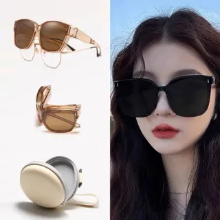 【太力】氣墊折疊式偏光太陽眼鏡 超輕量便攜墨鏡 抗UV防紫外線遮陽眼鏡(附收納盒  多色任選)