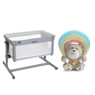 【Chicco 官方直營】Next2Me Magic Evo多功能親密安撫嬰兒床邊床+浪漫投射彩虹熊(床邊床/嬰兒床/睡床/搖床)
