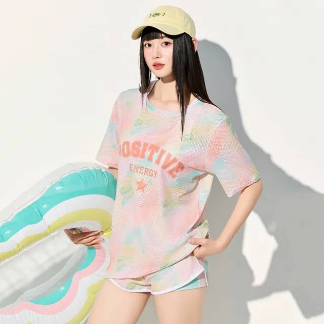 【TING BRA 婷姐內衣】女泳裝 三件式 中大尺碼 混色休閒褲裝三件式泳衣(共2色 M-3XL)
