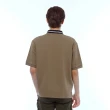 【JEEP】男裝 撞色條紋領短袖POLO衫(卡其色)
