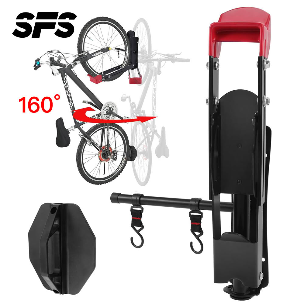 【SFS】160°旋轉壁掛式直立自行車壁掛架(折疊璧掛架 腳踏車壁掛架 壁掛式自行車架推薦 室內外皆宜)