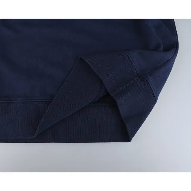 【Maison Kitsune】Maison Kitsun☆ 布標貼LOGO狐狸頭造型純棉插肩長袖T恤(女款/海軍藍)