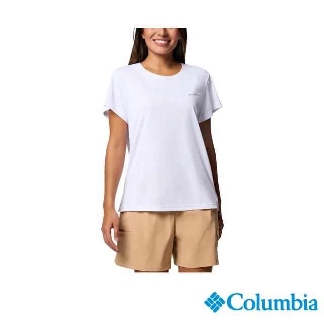 【Columbia 哥倫比亞】女款- 快排短袖上衣-白色(UAR33490WT/JS)