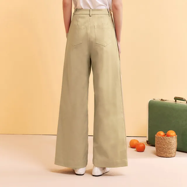【OUWEY 歐薇】都會萊賽爾寬直筒長褲(卡其；S-L；3252396642)