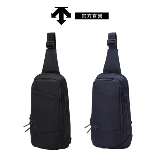 【DESCENTE】迪桑特 中性 全天候多功能通勤運動斜背包 斜肩包(黑色/藍色)