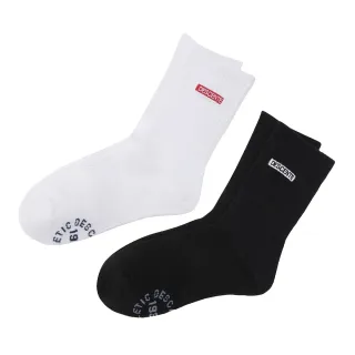 【DESCENTE】迪桑特 中性 百搭運動中筒襪(黑色/白色)