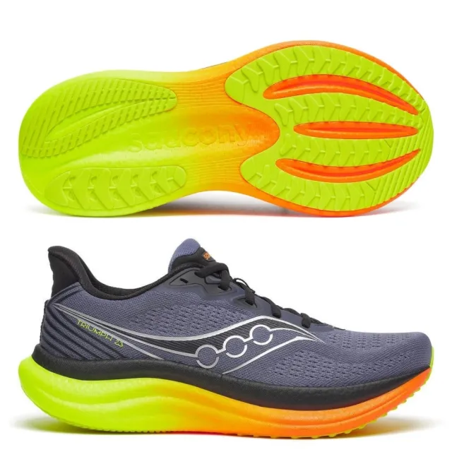 【SAUCONY 索康尼】TRIUMPH 23 男款 一般楦 寬楦 慢跑鞋(S21023 黑 白藍 灰 影灰 化石灰 緩衝 勝利)
