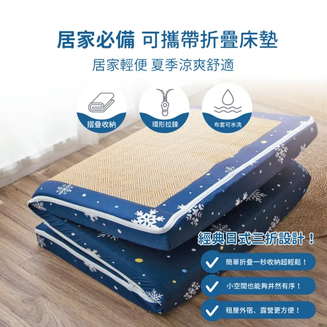 【R.Q.POLO】雙人加大5cm 新絲柔抗菌亞藤蓆三折床墊 6x6尺 (多款任選)