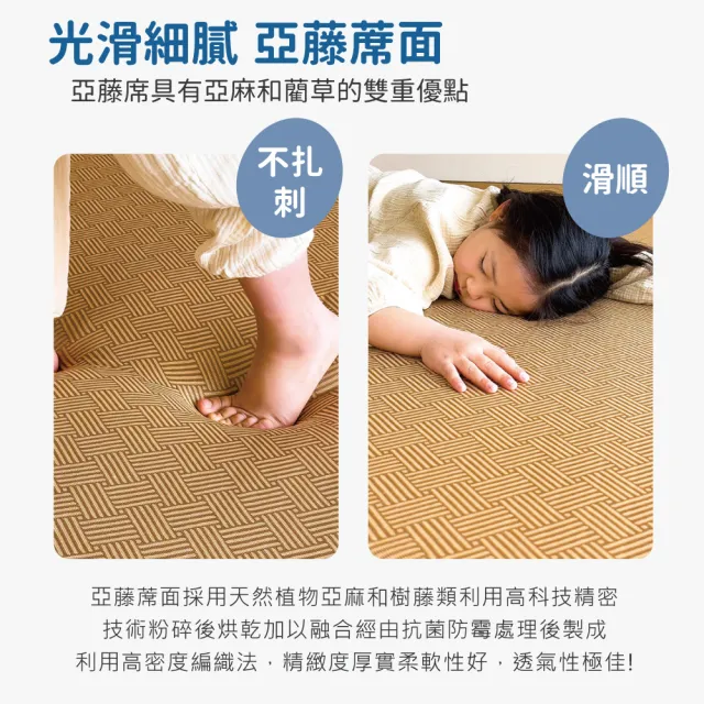【R.Q.POLO】雙人加大5cm 新絲柔抗菌亞藤蓆三折床墊 6x6尺 (多款任選)