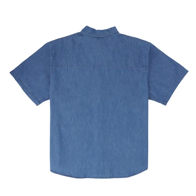 【CONVERSE】COOL MAX DENIM SHIRT DENIM BLUE 短袖 襯衫 男上衣 藍色(MCH628-UHA)