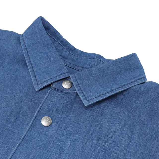 【CONVERSE】COOL MAX DENIM SHIRT DENIM BLUE 短袖 襯衫 男上衣 藍色(MCH628-UHA)