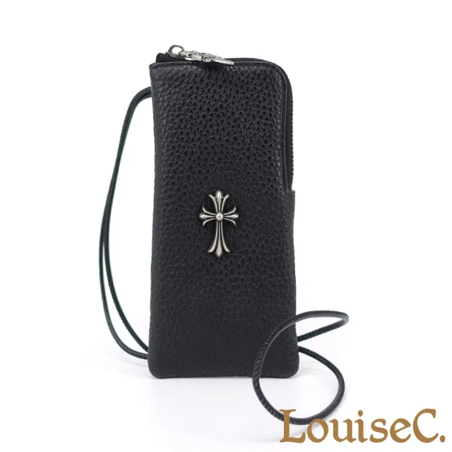 【LouiseC.】雙11 Tree House 牛皮 眼鏡墨鏡收納真皮包 黑色 附頸掛背帶 真皮包包 CC086-05