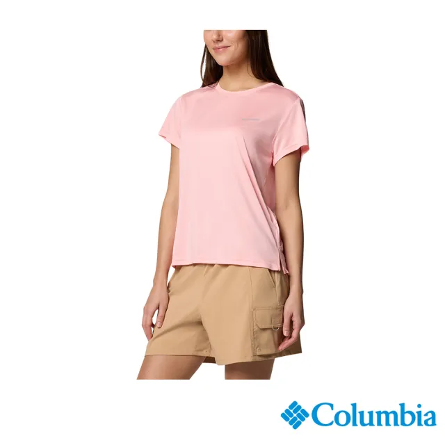 【Columbia 哥倫比亞】女款- 快排短袖上衣-粉紅色(UAR33490PK/JS)