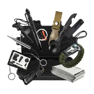 【索樂生活】Solar Life 野外求生工具包12件組(野外求生包 求生戰術包 戶外急難包 登山救難包 戶外生存包)