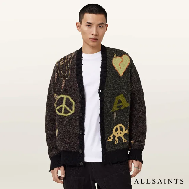 【ALLSAINTS】EMOTIVE 塗鴉破壞針織外套 M014KD(修身版型)