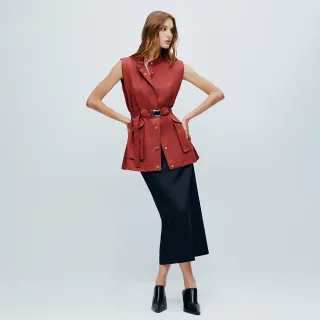 【MOMA】摩登風範微光澤時裝布開衩鉛筆裙(兩色)