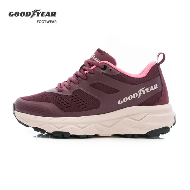 【GOODYEAR 固特異】奔馳越野-3E寬楦越野運動鞋/女鞋 輕量 弧形底 省力順跑 酒紅色(GAWR52812)