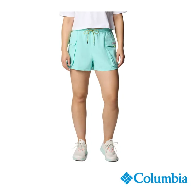 【Columbia 哥倫比亞】女款-女防曬UPF50防潑水短褲-湖水藍(UFL70190AQ/JS)