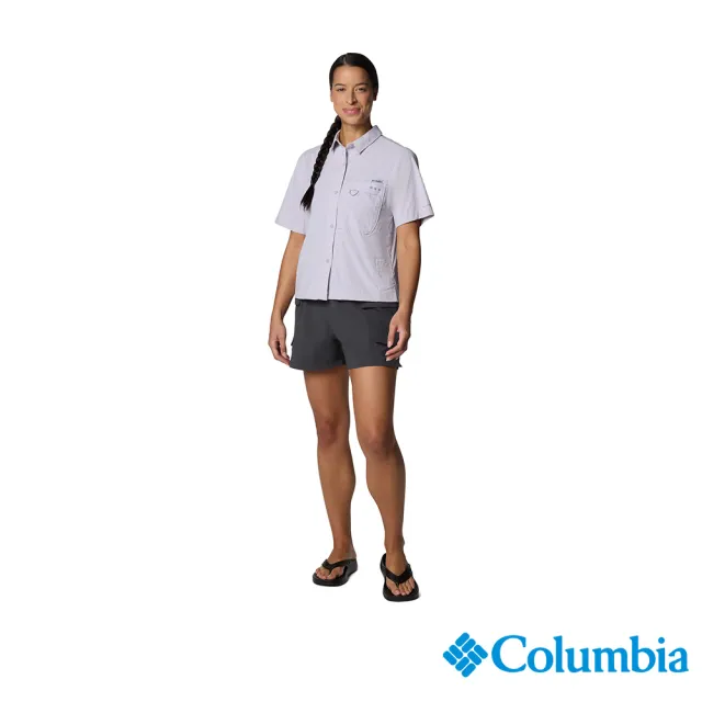 【Columbia 哥倫比亞】女款-女防曬UPF50快排短袖襯衫-淡紫色(UFL69720AZ/JS)
