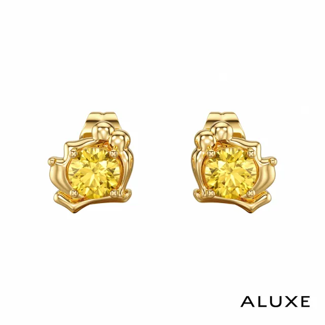 【ALUXE 亞立詩】10K金 黃寶石 寶石耳環 The Pooh 小熊維尼 迪士尼系列 ESDW002(單只)