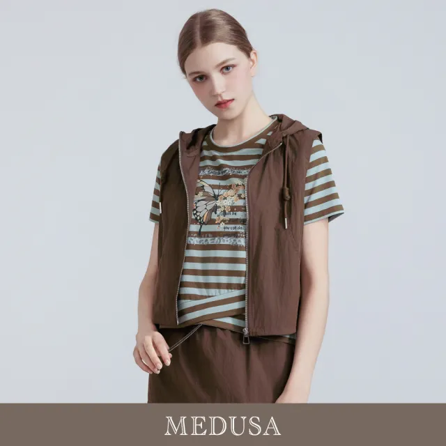 【MEDUSA 曼度莎】現貨-機能休閒感立體拉鍊背心 - 2色（M-XL）｜女背心外套 無袖 連帽外套(601-5450A)