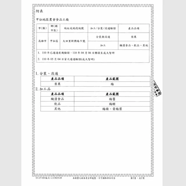 【甲仙農會】初雲有機梅精-60g-瓶(兩瓶組)