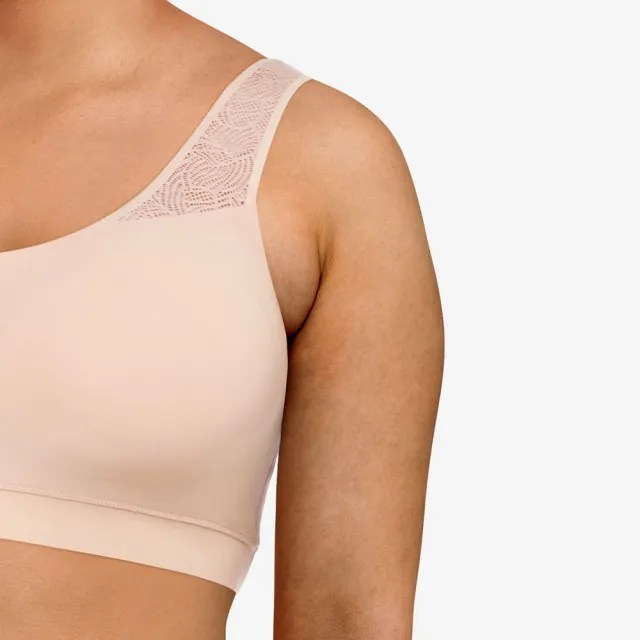 【Chantelle 仙黛爾】Soft Stretch.涼感無痕透氣蕾絲無鋼圈輕運動女內衣 粉膚色.11G10_01N(超強彈力)