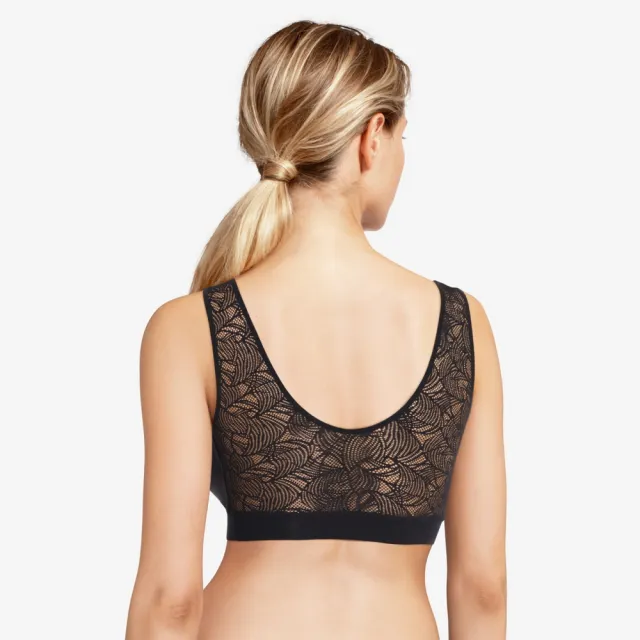 【Chantelle 仙黛爾】Soft Stretch.涼感無痕透氣蕾絲無鋼圈輕運動女內衣 黑色.11G10_011(超強彈力)