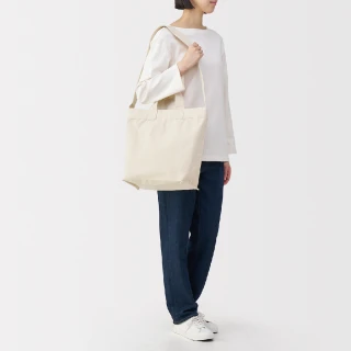 【MUJI 無印良品】帆布兩用托特包(黑色 原色 卡其綠)