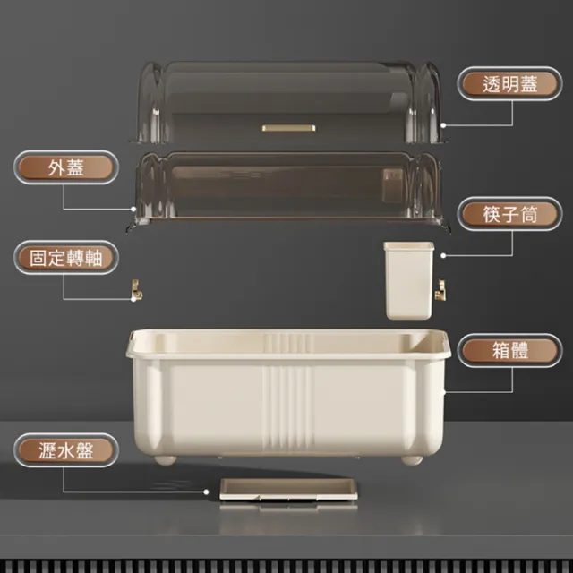 【isona】大號-上掀式碗櫃 碗盤瀝水架(碗盤收納箱 防塵碗架 碗盤箱 廚房碗櫃)