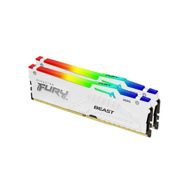 【Kingston 金士頓】FURY Beast DDR5 RGB 6000MT/s 32GB（2x16GB）記憶體 白色(KF560C30BWEAK2-32)