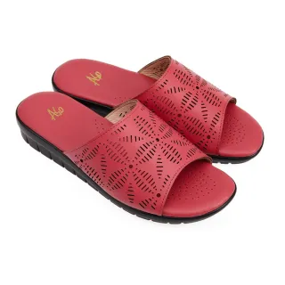 【A.S.O 阿瘦集團】A.S.O 挺麗氣墊一字寛版真皮休閒涼拖鞋(女鞋_粉紅)