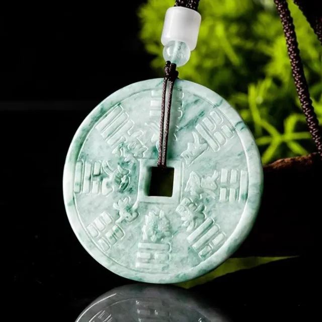 【Penny珮妮】A貨翡翠飄花山鬼花錢項鍊吊墜(母親節 父親節 送男友 情人節 生日 交換禮物 尾牙 新年 送禮)