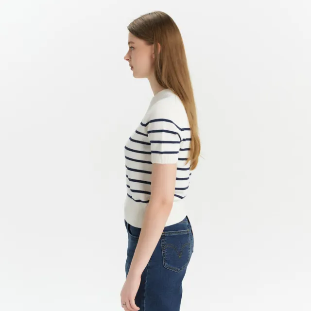 【LEVIS】女款 MINI LOGO Tee 短袖 條紋短袖 針織短袖 女生上衣 人氣新品 0051J-0001