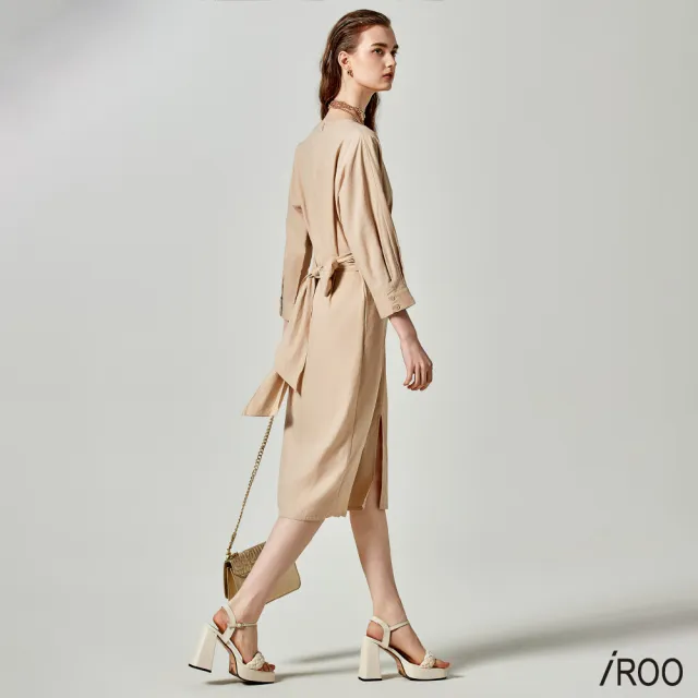 【iROO】香草蛋糕色收腰洋裝