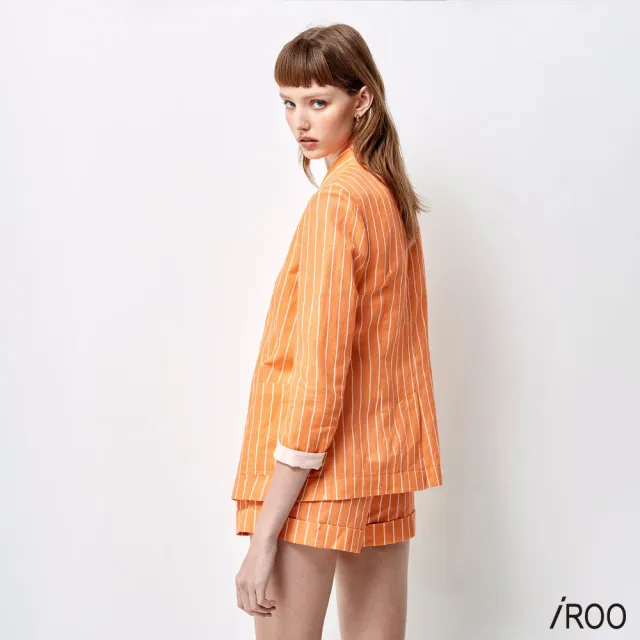 【iROO】落日色條紋西裝外套