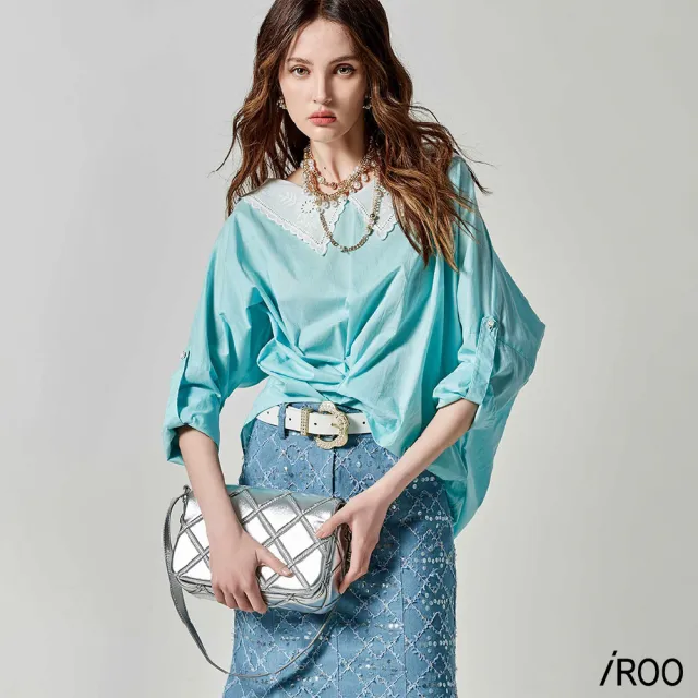【iROO】卷雲藍色寬鬆上衣