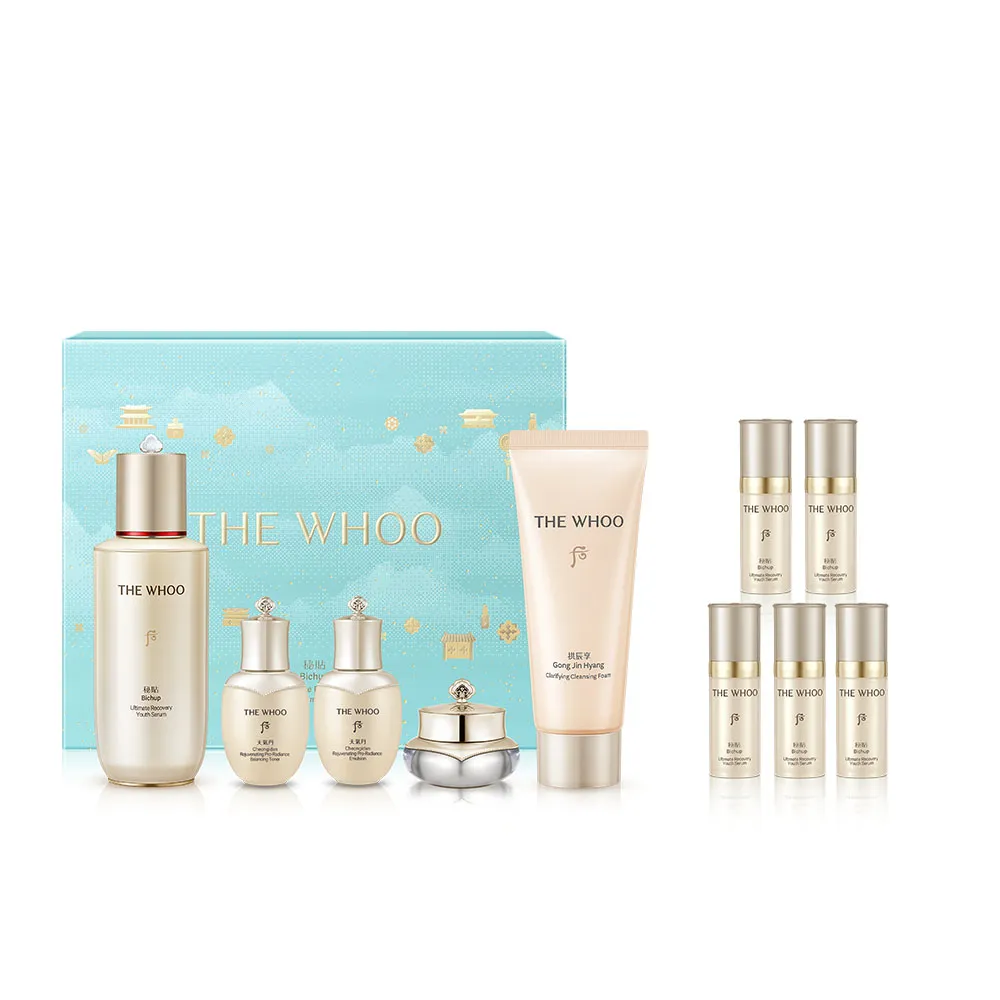 【WHOO 后】官方直營 重生秘帖NAD青春加量禮盒(秘帖90ml+水25ml+乳25ml+霜10ml+洗顏乳100ml)