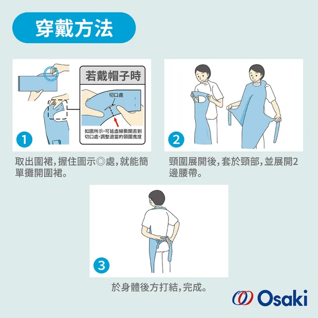 【Osaki 大崎】無袖拋棄式PE圍裙100入x2盒(3色任選)