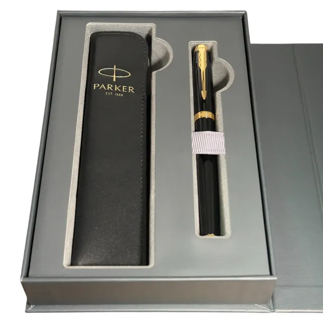 【PARKER】派克  IM麗雅黑金夾鋼珠筆 真皮筆套禮盒(IM)