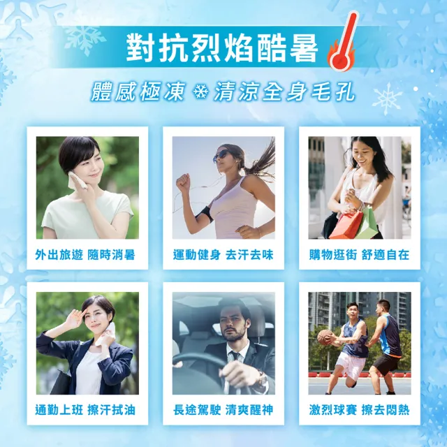 【Injoyyi 幸福物語】-4°c極凍長效PLUS 體用抗菌濕巾8入x5包(涼感降溫 單入包裝 加大加厚)