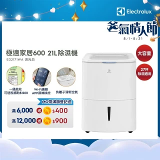 【Electrolux 伊萊克斯】極適家居 600 21L 除濕機(ED2171WA 27坪適用)