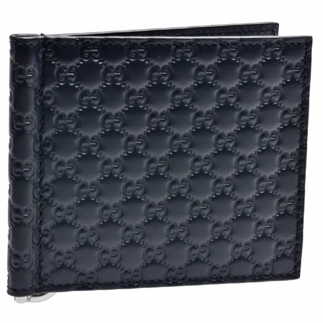 【GUCCI 古馳】經典Guccissima GG烙印牛皮折疊鈔票短夾(藍色544478-BMJ1N-4009)（其他規格）