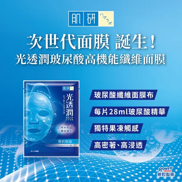 【肌研】官方直營 光透潤玻尿酸纖維面膜 2盒 / 共12片(植物纖維 水潤光澤 保濕 美白 緊緻 透亮)