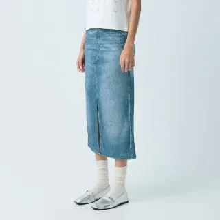 【YUANDONGLI 元動力】數位印刷涼感仿牛仔長裙(藍；S-L；4252292205)